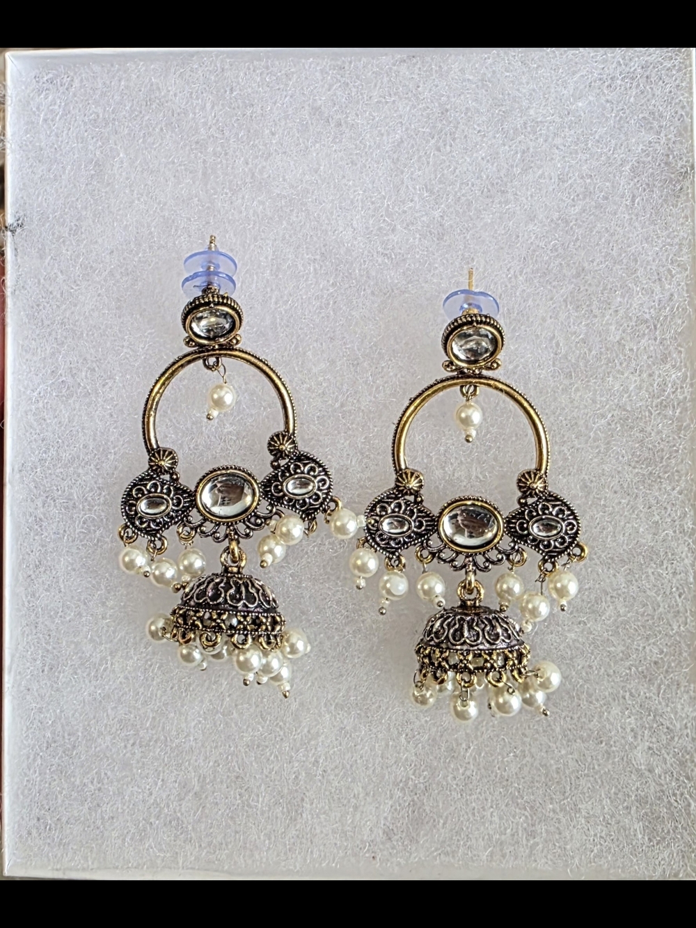 Gold-Tone Pearl Jhumka Earrings - Elegant Women Jewelry